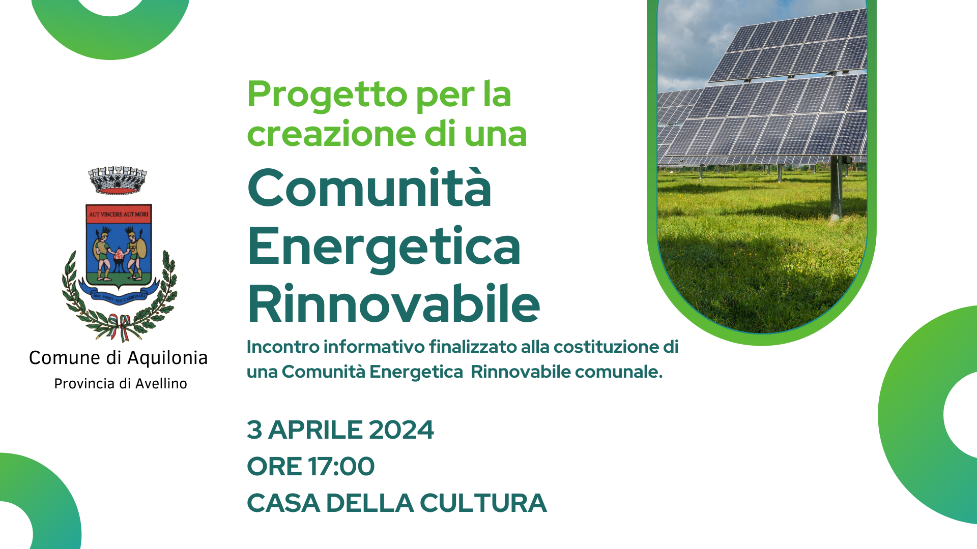 QUESTIONARIO - INCONTRO 03/04/2024 - COMUNITÀ ENERGETICA RINNOVABILE COMUNALE