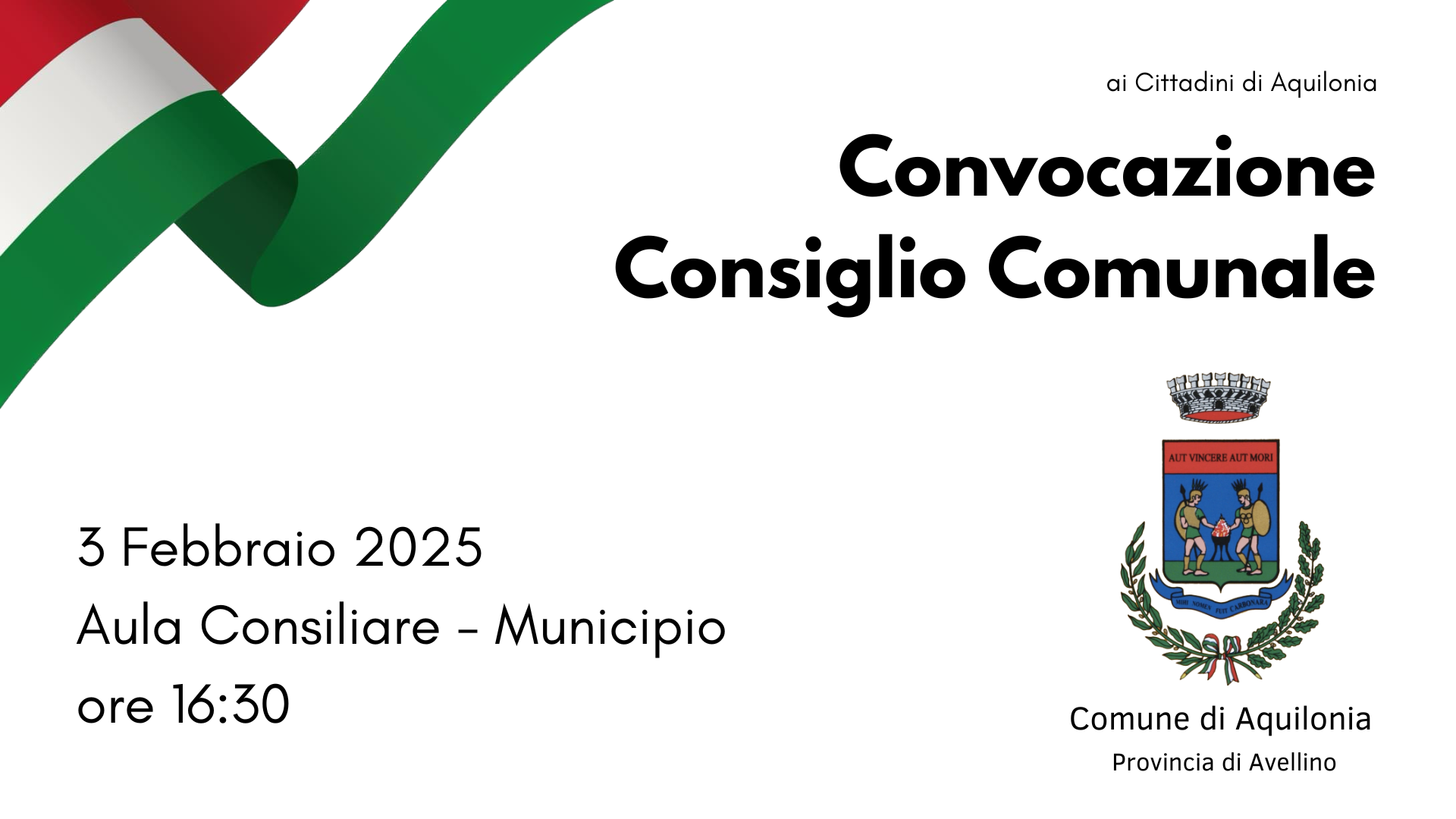 CONVOCAZIONE CONSIGLIO COMUNALE - 3 FEBBRAIO 2025