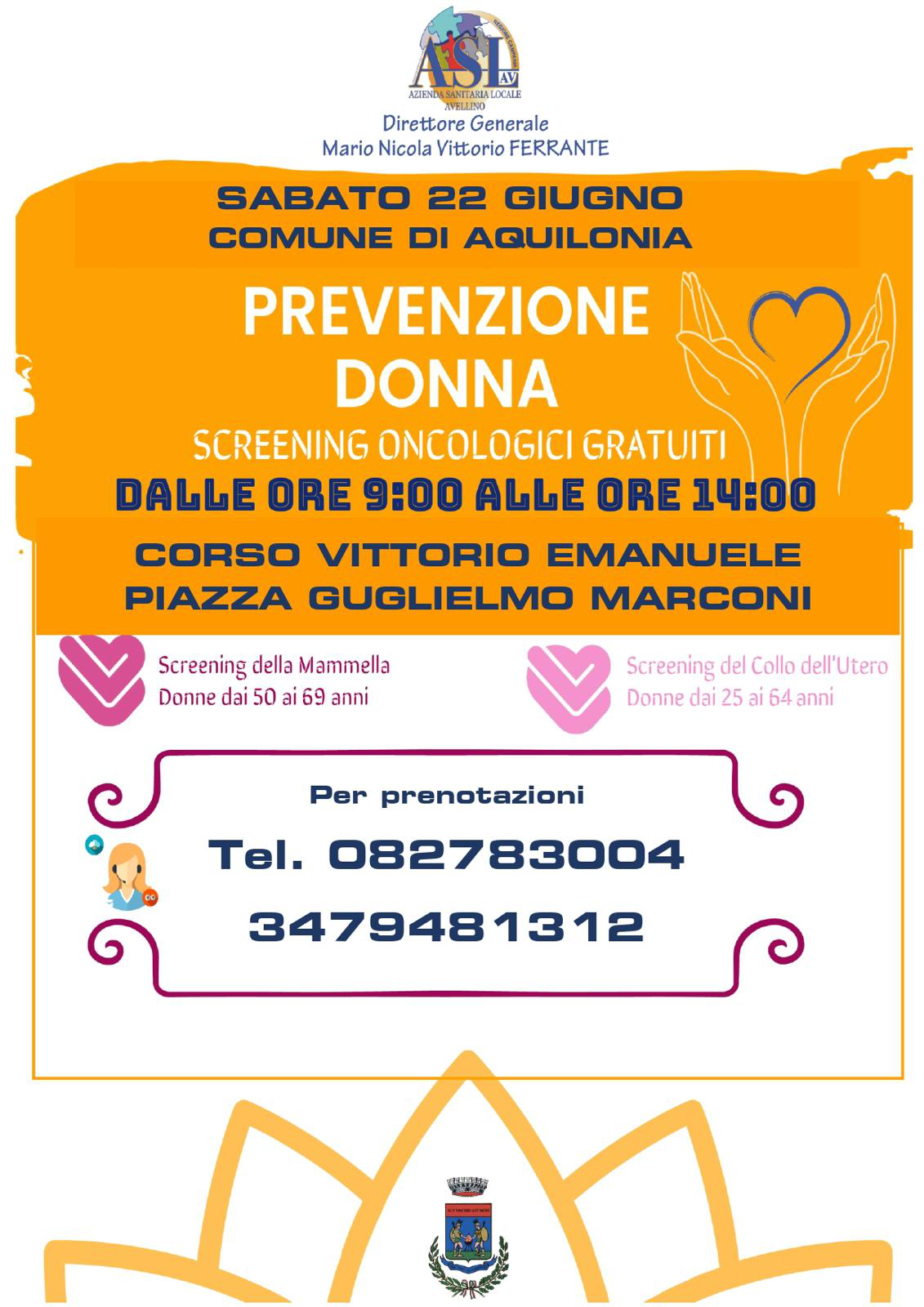 GIORNATA PREVENZIONE DONNA - SCREENING ONCOLOGICI GRATUITI